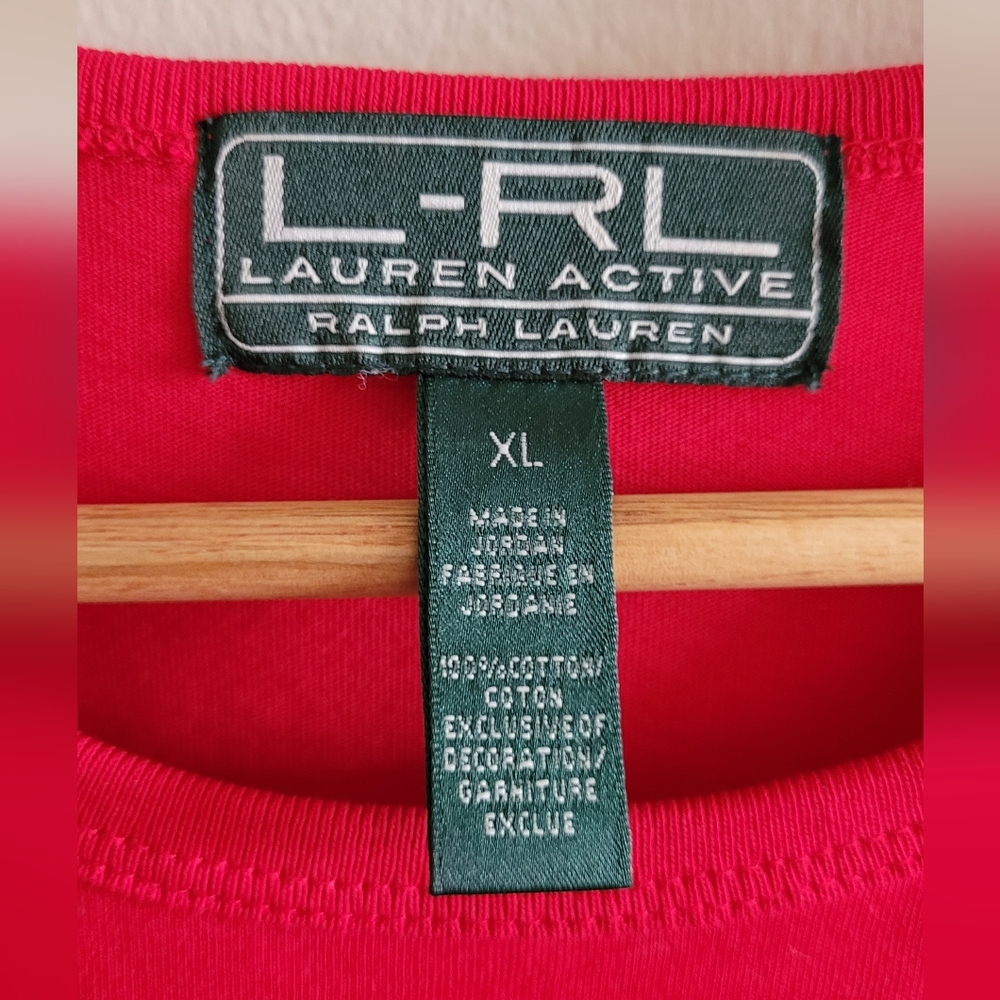 Ralph Lauren Classic Logo Embroidered Crewneck Tshirt, Women's XL, Red and Black - Picture 3 of 7